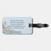 Charming Coastal Lighthouse Rocks Monogram Name Gepäckanhänger (Rückseite horizontal)