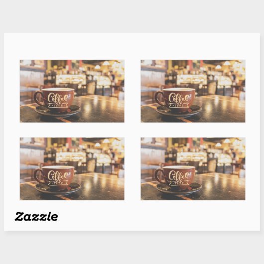 Charming Coffee Time Café Rechteckiger Aufkleber (Blatt)