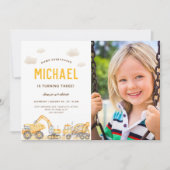 Charming Construction Foto Geburtstag Einladung (Vorderseite)