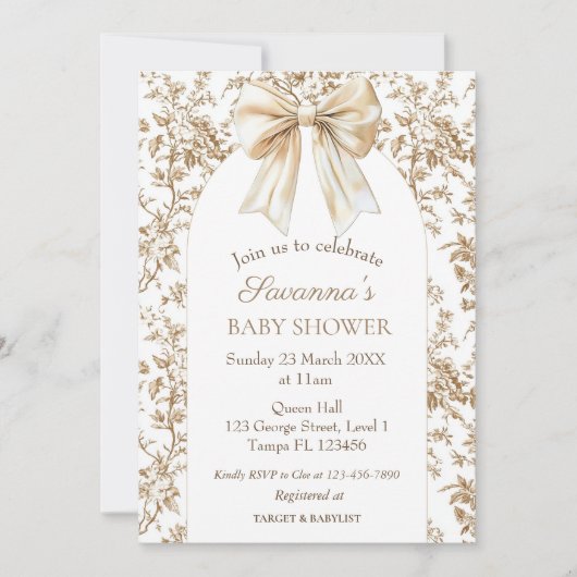 Charming Coquette Chinoiserie Babydusche Einladung (Vorderseite)