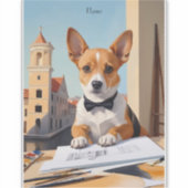 Charming Corgi Architect Dog Lover Aufkleber (Vorderseite)