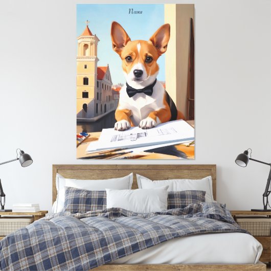 Charming Corgi Architect Dog Lover Leinwanddruck (Insitu (Schlafzimmer))