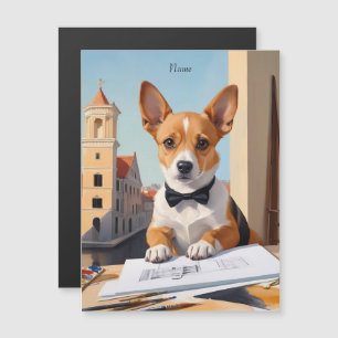 Charming Corgi Architect Dog Lover Magnetkarte