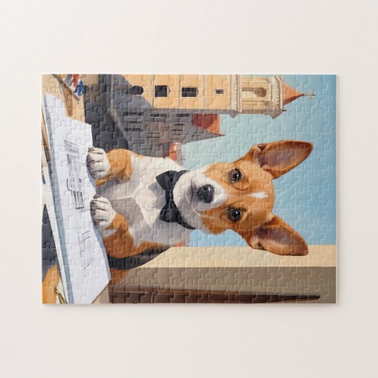 Charming Corgi Architect Dog Lover Puzzle (Horizontal)