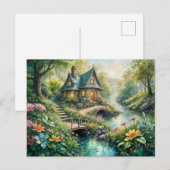 Charming Cottage by Serene Stream Postkarte (Vorne/Hinten)