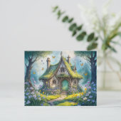 Charming Cottage with Crocus Blooms Postkarte (Stehend Vorderseite)