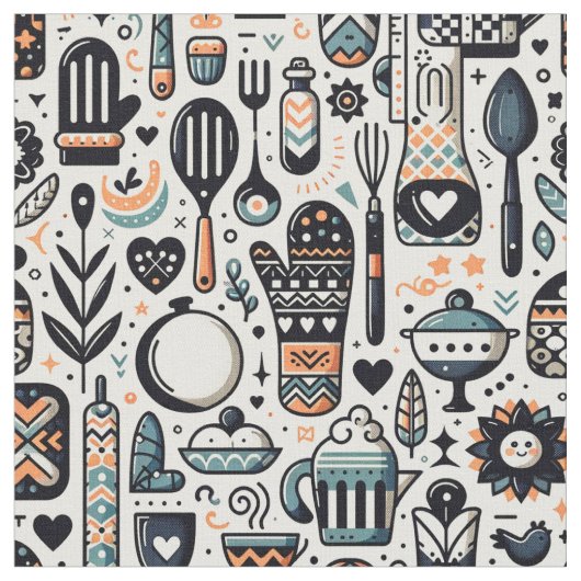 Charming Crafting Fabric - Thema Whimsikküche Stoff (Nahaufnahme)