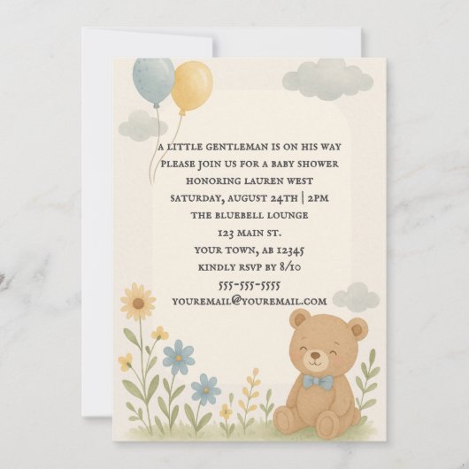 Charming Cub Baby Shower Invitation Einladung (Vorderseite)