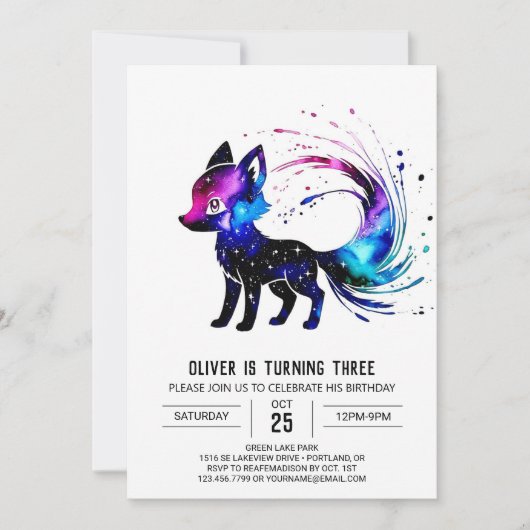 Charming Custom Fox Digital Boy Geburtstag Einladung (Vorderseite)