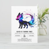 Charming Custom Fox Digital Boy Geburtstag Einladung (Stehend Vorderseite)