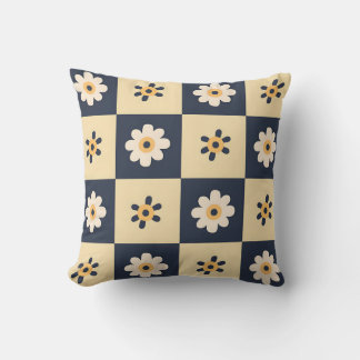 Charming Daisy Checkered Pattern Kissen