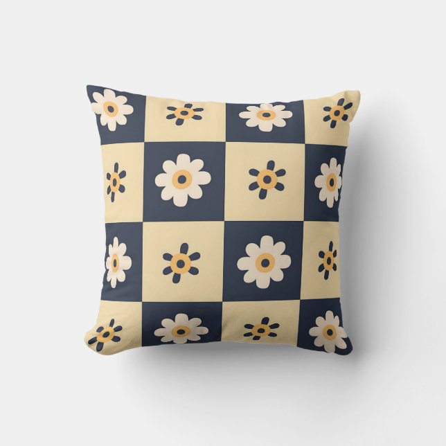 Charming Daisy Checkered Pattern Kissen (Vorderseite)