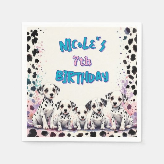 Charming Dalmatian Puppy Birthday  Serviette (Vorderseite)