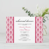 Charming Damask Probe Dinner Einladung (Fuschia) (Stehend Vorderseite)