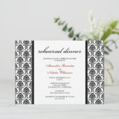 Charming Damask Probe Dinner Einladung (schwarz) (Stehend Vorderseite)
