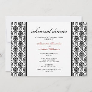 Charming Damask Probe Dinner Einladung (schwarz)