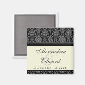 Charming Damask Wedding Favor Magnet: schwarz Magnet (Vorderseite/Rückseite)