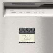 Charming Damask Wedding Favor Magnet: schwarz Magnet (In Situ (Geschirrspüler))