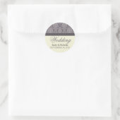 Charming Damask Wedding Invitation Siegel (Pflaume Runder Aufkleber (Tasche)