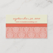 Charming Damask Wedding Web Card (Korallen/Elfenbe Visitenkarte (Rückseite)