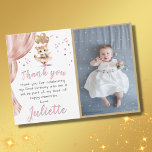 Charming Dancing Cat Foto Erstgeburtenmädchen Dankeskarte<br><div class="desc">Sie werden so gerne diese charmante und einzigartige Dankeschön-Karte aussenden - mit dieser wertvollen Tanzkatze und den rosa und goldenen Ballons - ergänzt durch ihren eigenen Scriptnamen. "Liebe" ist wirklich die Antwort. Alle Designfragen senden Sie uns einfach einen Chat oder eine E-Mail an charmdesignstudio@rcn.com und wir freuen uns, Ihnen behilflich...</div>