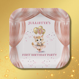 Charming Dancing Kitten Foto Erstgeburtenmädchen Pappteller