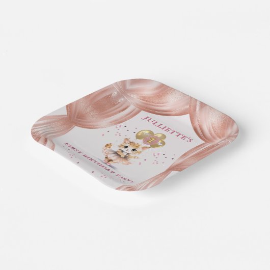 Charming Dancing Kitten Foto Erstgeburtenmädchen Pappteller (Gewinkelt)