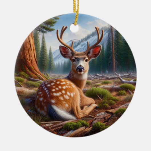 Charming Deer Animal Keepsake Keramik Ornament (Vorne)