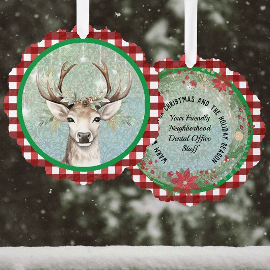 Charming Deh on Red White Kariert Company Weihnach Ornament Karte