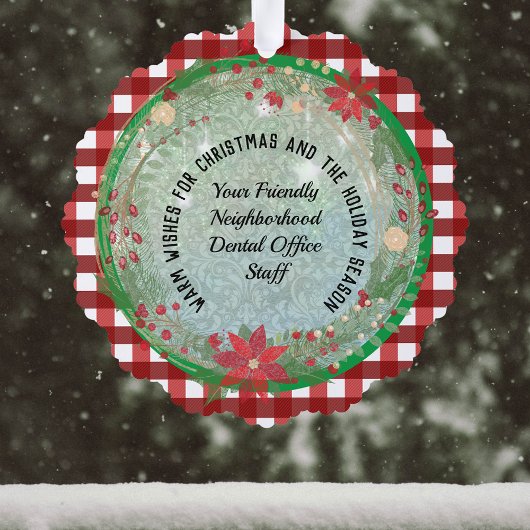 Charming Deh on Red White Kariert Company Weihnach Ornament Karte