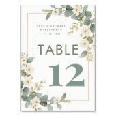Charming Delicate Flowers & Eucalyptus Wedding Tischnummer (Vorderseite)