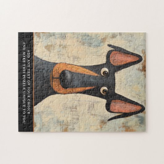 Charming Doberman Dog Illustrated Brown Black Art Puzzle (Horizontal)