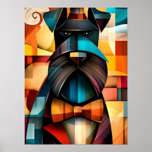 Charming Dog - Kubist Gentleman in einer Bow-Krawa Poster (Vorne)