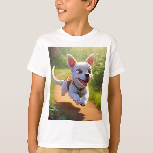 Charming Dog Print T - Shirt für Kinder - Spaß, Sp (Vorderseite)