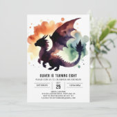 Charming Dragon Birthday Printable Einladung (Stehend Vorderseite)