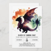 Charming Dragon Birthday Printable Einladung (Vorne/Hinten)