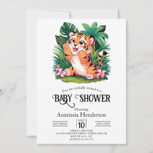 Charming Dreamy Tiger Digital Baby Dusche Einladung (Vorderseite)