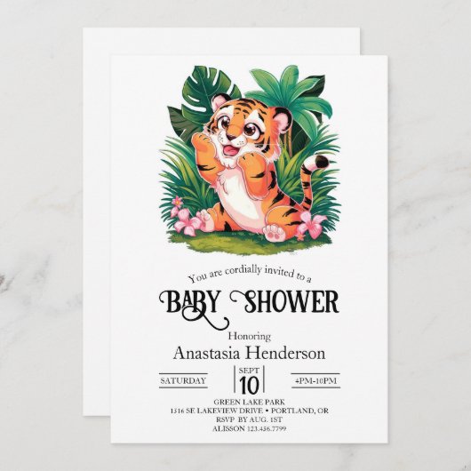 Charming Dreamy Tiger Digital Baby Dusche Einladung (Vorne/Hinten)