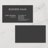 Charming Dunkelgrau Schlicht Moderne Business Card Visitenkarte (Vorne/Hinten)