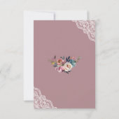 Charming Dusty Blue Dusty Rose Floral Wedding RSVP Karte (Rückseite)