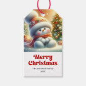 Charming Editable Christmas Snowman Kids Gift Tag Geschenkanhänger (Vorderseite)