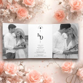 Charming Elegant Minimalist Black & White Wedding Dreifach Gefaltete Einladung
