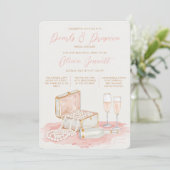Charming Elegant Pearls & Prosecco Bridal Shower Einladung (Stehend Vorderseite)