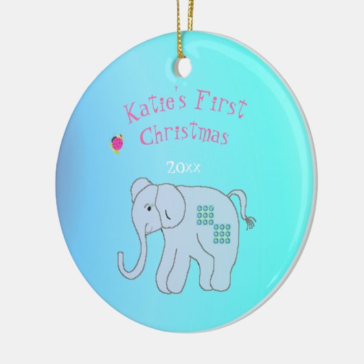 Charming Elephant Baby's First Christmas Keramikornament (Links)