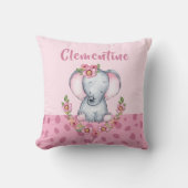 Charming Elephant PInk Floral Animal Print Kissen (Vorderseite)