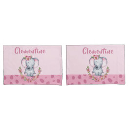 Charming Elephant PInk Floral Animal Print Kissenbezug