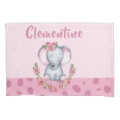 Charming Elephant PInk Floral Animal Print Kissenbezug (Vorderseite-Links)
