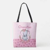 Charming Elephant PInk Floral Animal Print Tasche (Rückseite)