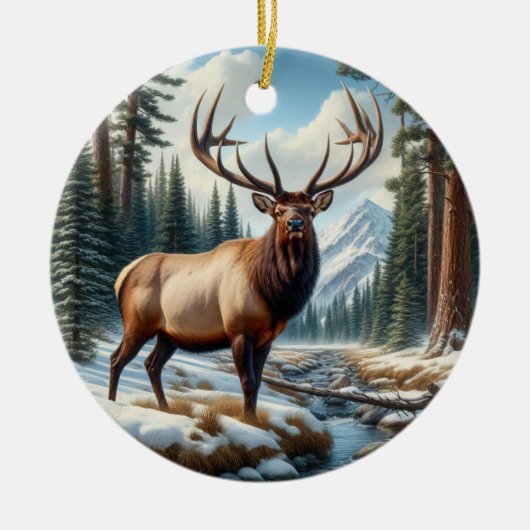 Charming Elk Animal Keepsake Keramik Ornament (Vorne)