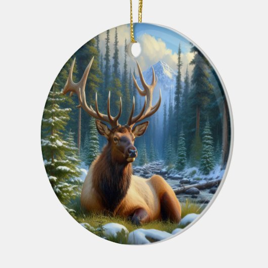 Charming Elk Animal Keepsake Keramik Ornament (Links)